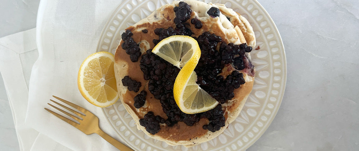 Lemon Blueberry Protein Pancakes