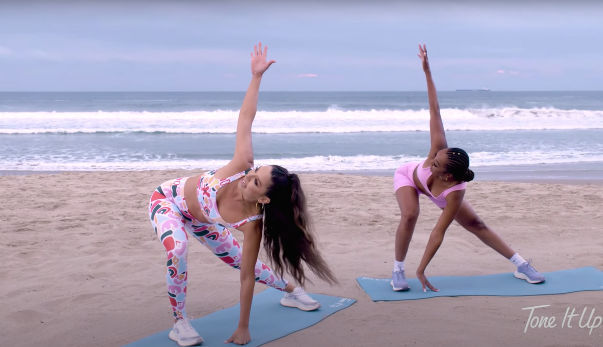 Tone it Up Own Your Strength Workout Previews Lower Body HIIT Yoga Stretch Meditation with Karena Fitness Program Full Length Workouts